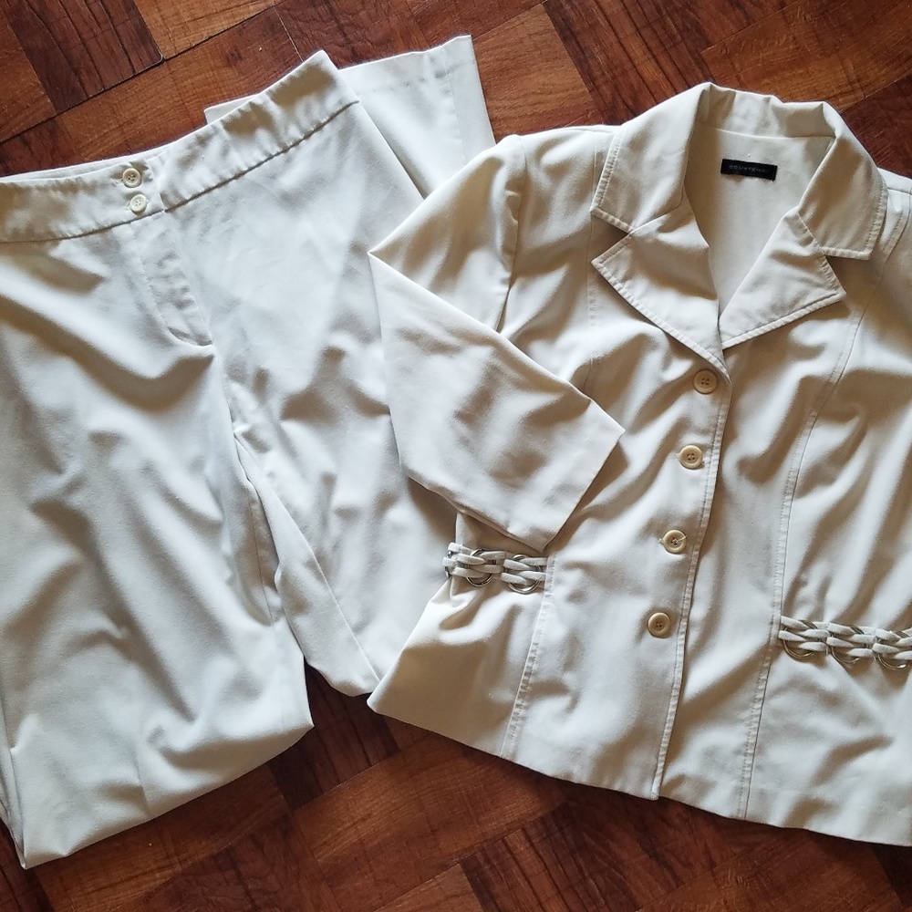 2 Piece Cream Colored Pant Suit